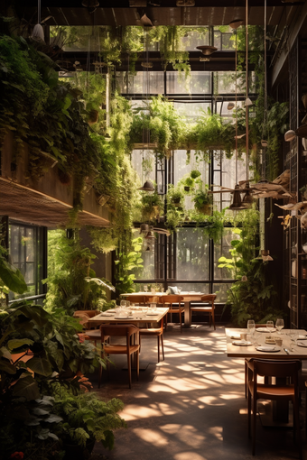 绿色自然主题餐厅阳光生机