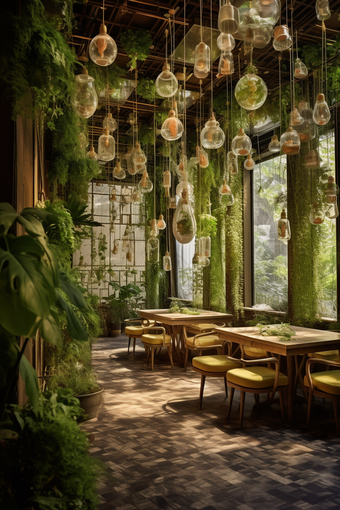 绿色自然主题餐厅室内设计装修
