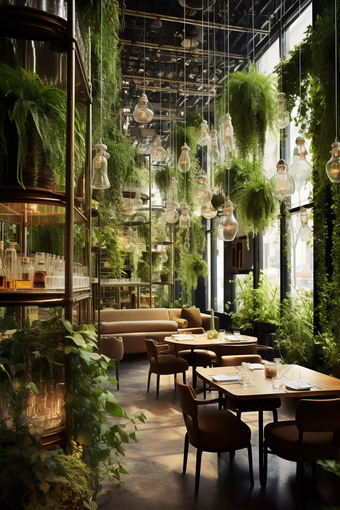 绿色自然主题餐厅室内设计设计
