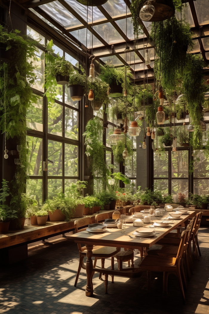 绿色自然主题餐厅室内设计装潢