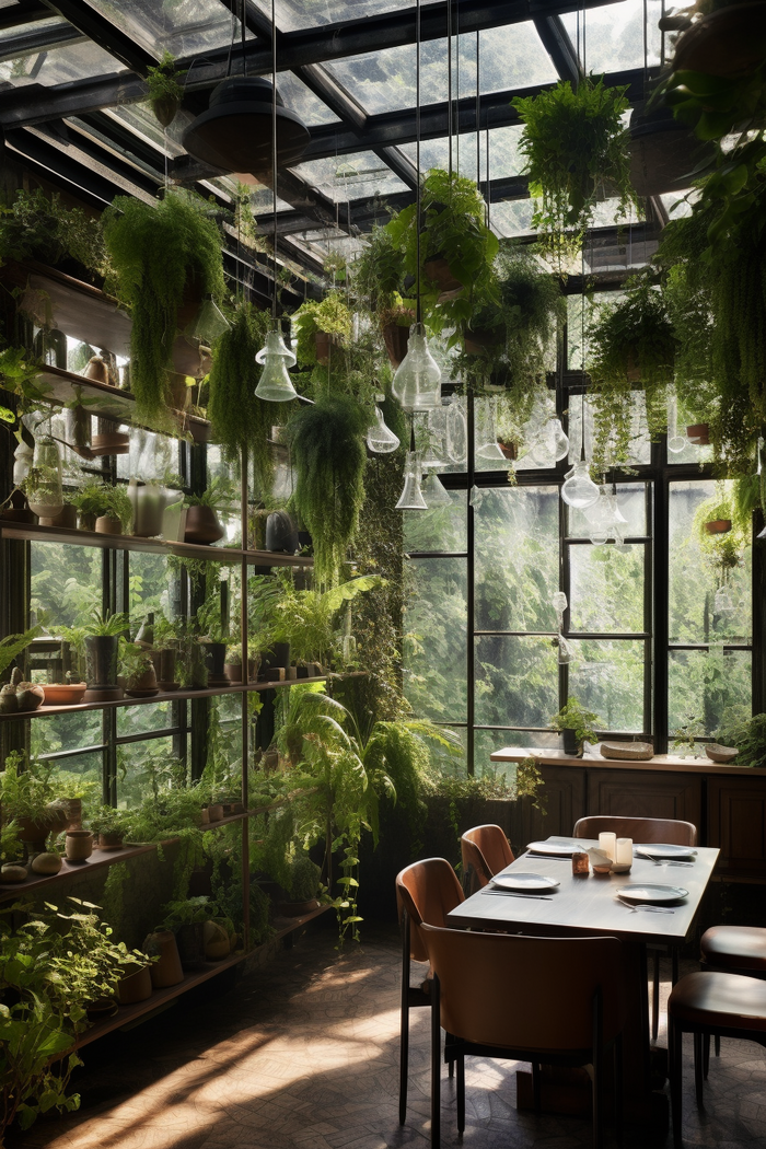 绿色自然主题餐厅阳光室内