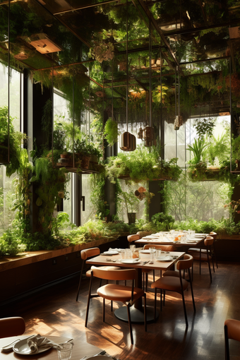 绿色自然<strong>主题餐厅</strong>室内设计CAD