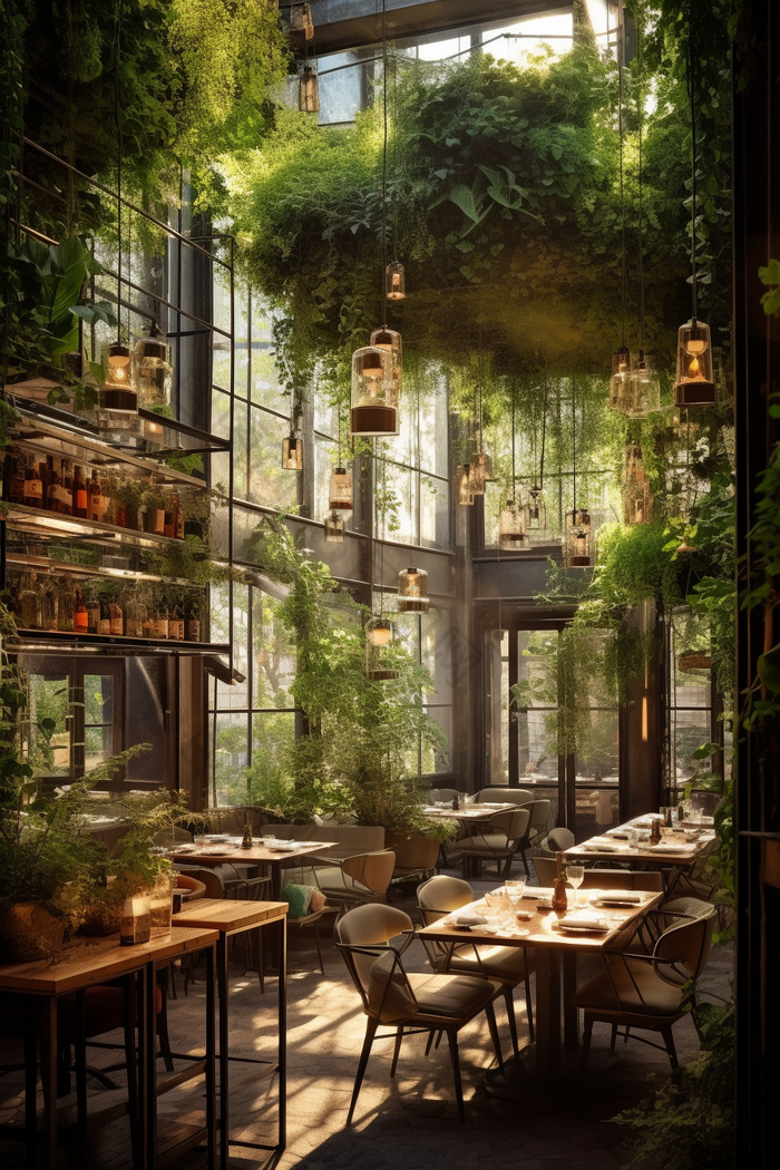 绿色自然主题餐厅生机设计