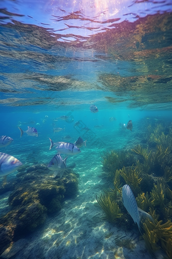 蓝色海洋鱼类海底世界深海生物