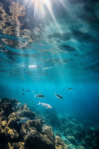 蓝色海洋鱼类海底世界珊瑚深海