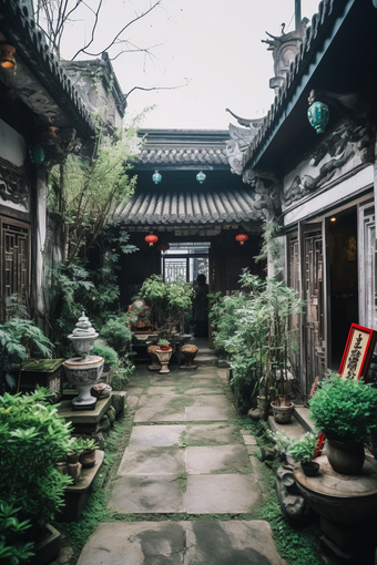 中国古风古镇建筑城楼园林