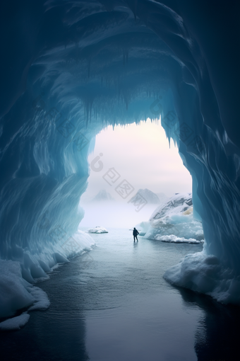 蓝色自然<strong>冰</strong>川洞穴<strong>碎冰</strong>美景
