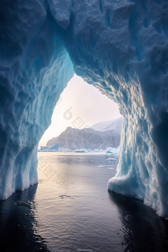 蓝色自然冰川洞穴<strong>海水</strong>风景