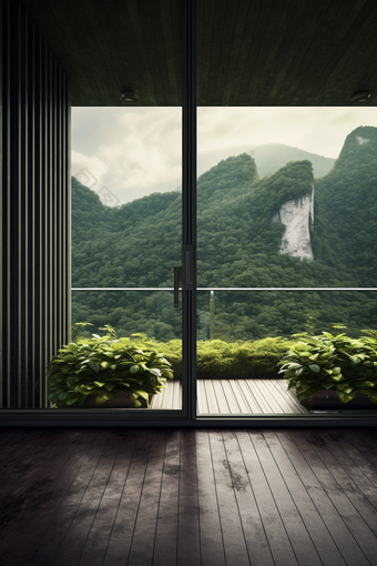 阳台窗外的自然风景情绪绿色