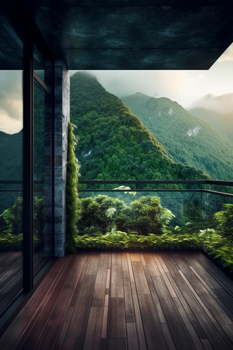 阳台窗外的自然风景情绪极简主义