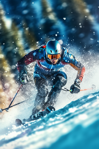 极限运动高山滑雪人像速度雪花
