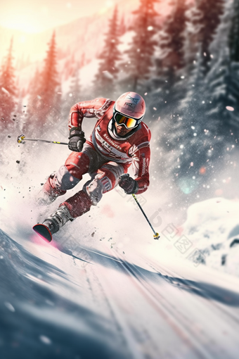 极限运动高山滑雪人像速度雪山