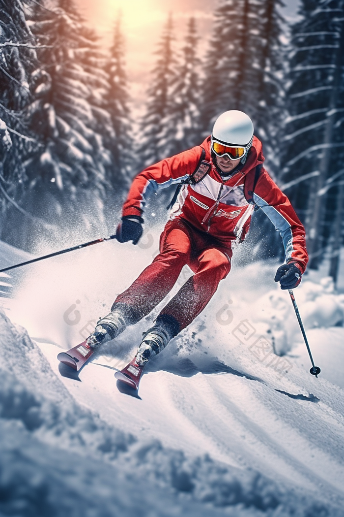极限运动高山滑雪人像雪山体育