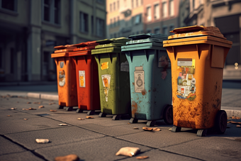 城市环保垃圾分类垃圾桶摄影图8