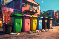 城市环保垃圾分类垃圾桶摄影图11