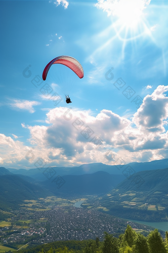 户外高空滑翔伞运动体育比赛