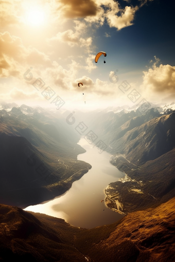 户外高空滑翔伞运动体育竞技翱翔