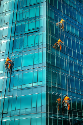 高空作业擦窗工人服务建筑