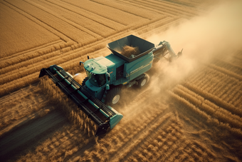 现代化农业生产机械在农田里操作机器农业