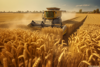 现代化农业生产机械在农田里操作作业农业