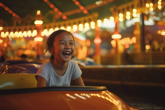 开碰碰车兴奋的儿童欢乐游乐园