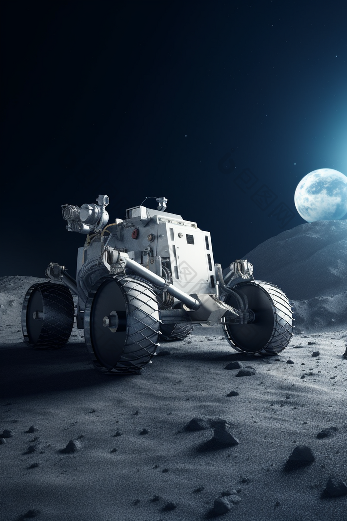 外太空的探测车探索月球
