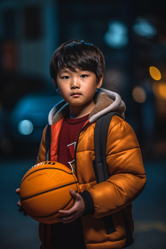 男孩拿着篮球运动体育人物肖像