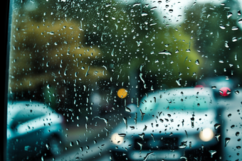 车窗上的<strong>雨滴</strong>雨天光晕