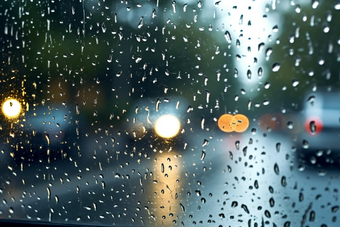 <strong>车</strong>窗上的雨滴道路玻璃