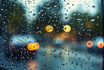 车窗上的<strong>雨滴</strong>雨天雨景