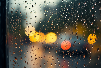 <strong>车</strong>窗上的雨滴恶劣天气大光圈