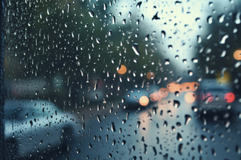 车窗上的雨滴雨天潮湿