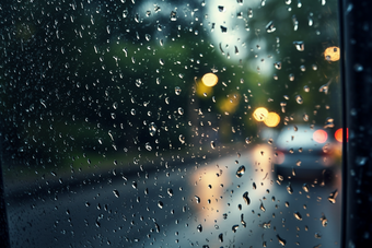 车窗上的雨滴道路<strong>雨景</strong>