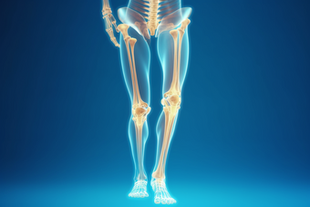 人体骨骼透视图膝盖受伤的膝盖