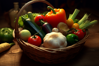 篮子中的新鲜蔬菜菜筐框