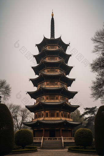中国风塔楼建筑旅游景点