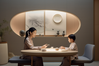 中式客厅母子互动现代儿童