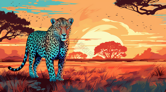 非洲草原野生动物帕特里克照片插画