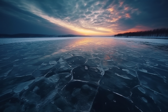 冬季结冰的湖面结零度