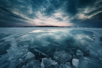 冬季结冰的湖面块零点