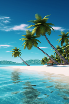 夏天热带椰子树海滩海水摄影图39