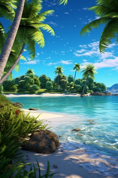 夏天热带椰子树海滩海水摄影图20
