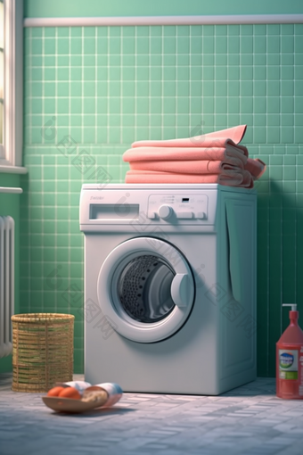 洗衣房的毛巾与洗衣液摄影图24