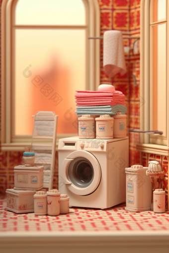 洗衣房的毛巾与洗衣液摄影图17