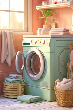 洗衣房的毛巾与洗衣液摄影图3