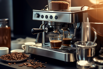 蒸汽研磨高级咖啡机摄影图50