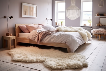 明亮温馨卧室设计被子床垫