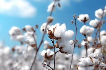 盛开的棉花植物花朵