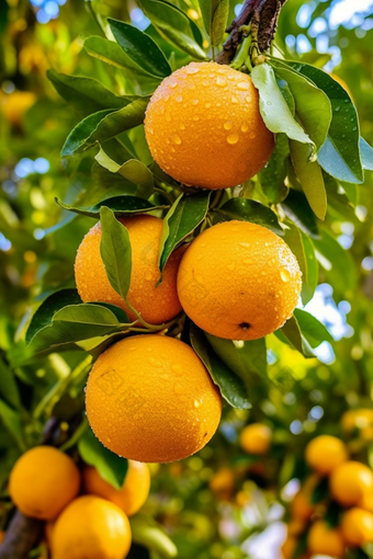 果园橙子树下的果实摄影图15