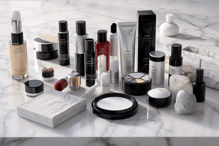 化妆品产品白色大理石背景12